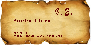 Vingler Elemér névjegykártya